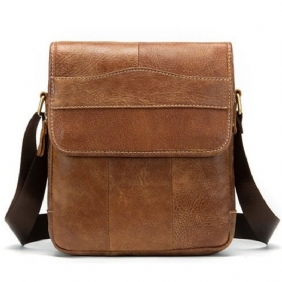 Menns Skuldervesker Skinn Solid Mønster Crossbody Messenger-veske