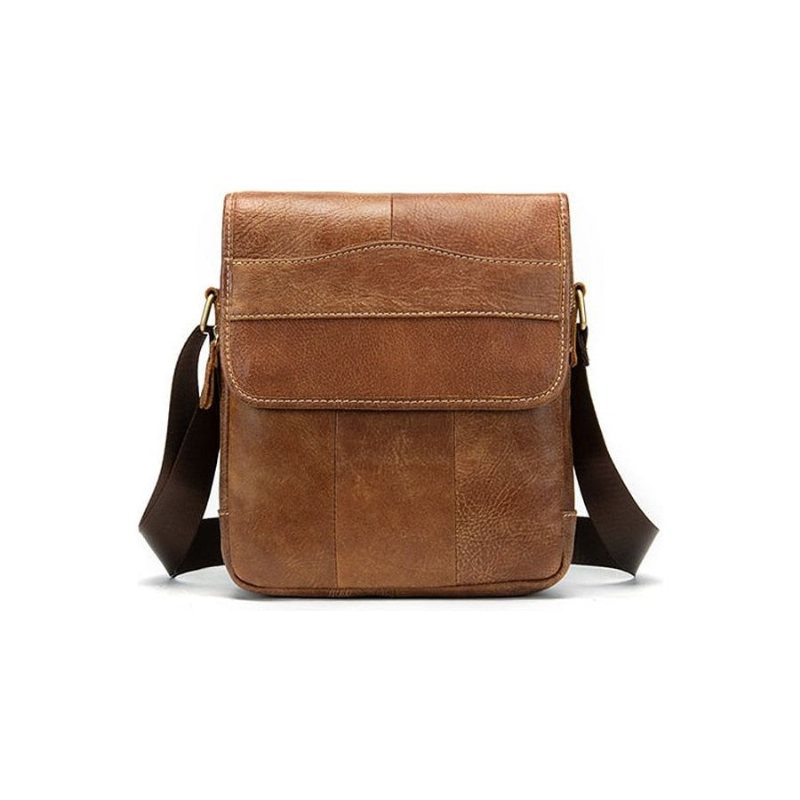 Menns Skuldervesker Skinn Solid Mønster Crossbody Messenger-veske - Brun