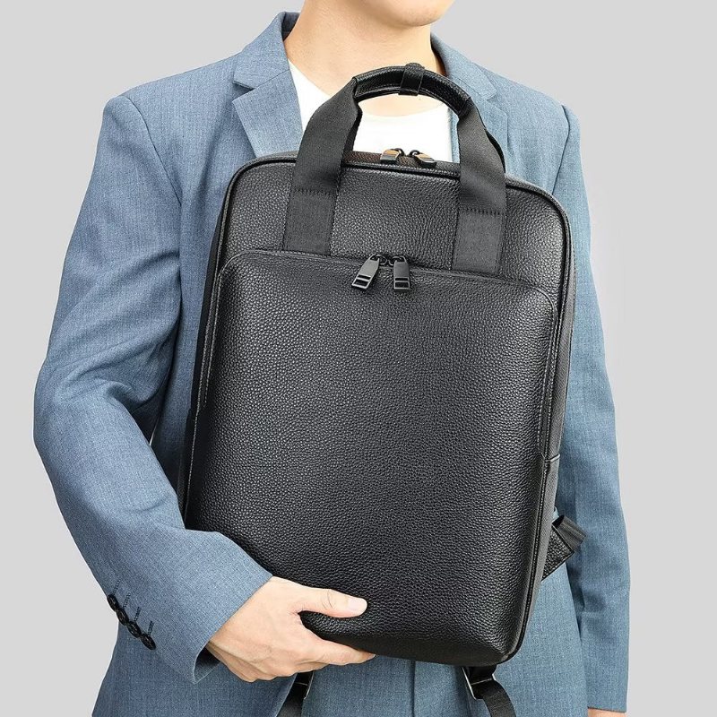 Ryggsekker Herre Kuskinn Business Travel Laptop-ryggsekk - Svart