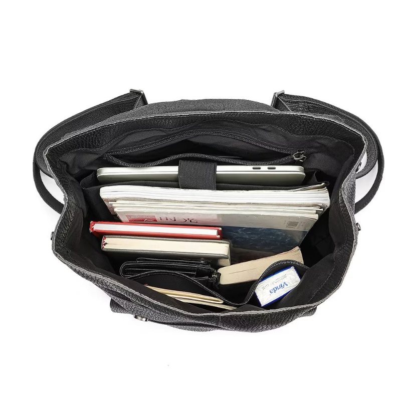 Ryggsekker Herre Kuskinn Business Travel Organizer Ryggsekk - Svart