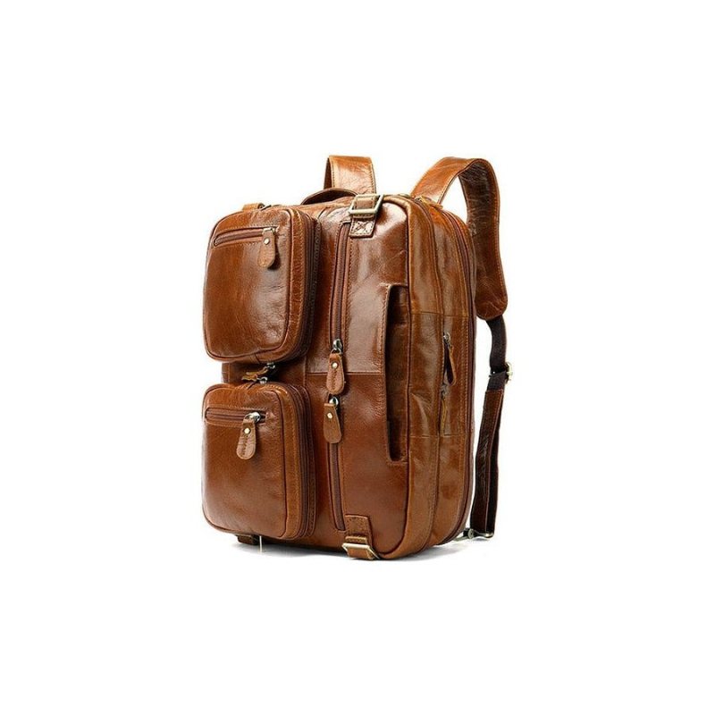 Ryggsekker Herre Luksus Eksotisk Leather Travel Laptop Ryggsekk - Brun