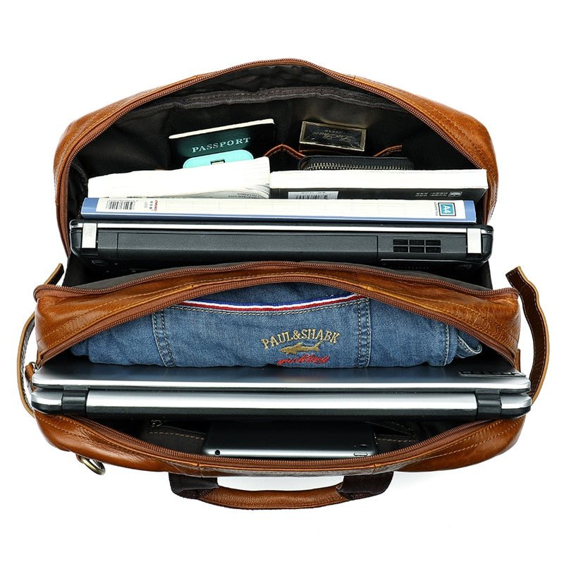 Ryggsekker Herre Luksus Eksotisk Leather Travel Laptop Ryggsekk - Brun