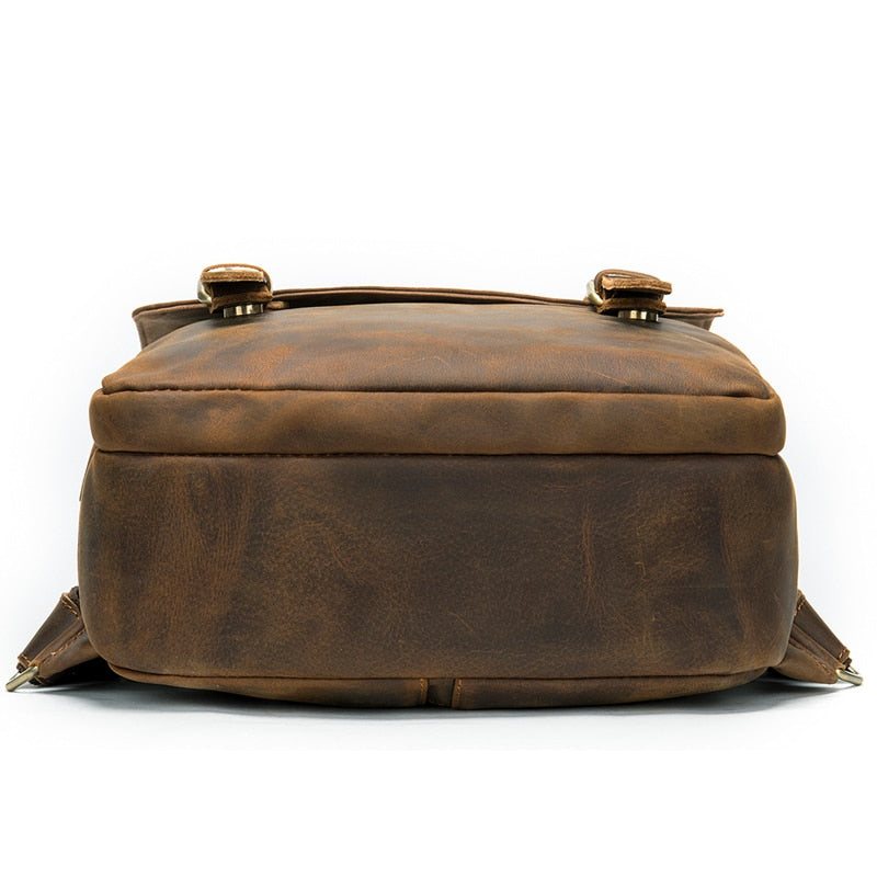 Ryggsekker Herre Vintage Luxury Air Cushion Leather Backpack - Kaffe