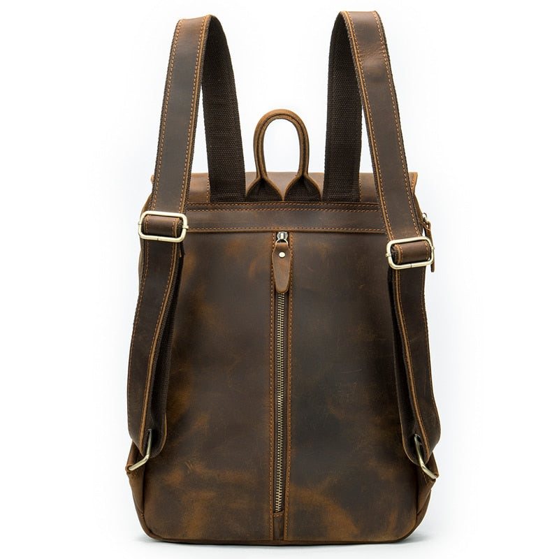 Ryggsekker Herre Vintage Luxury Air Cushion Leather Backpack - Kaffe