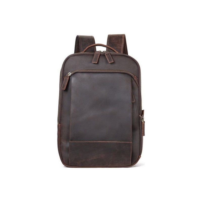 Ryggsekker Herre Vintage Luxury Leather Laptop Travel Daypack