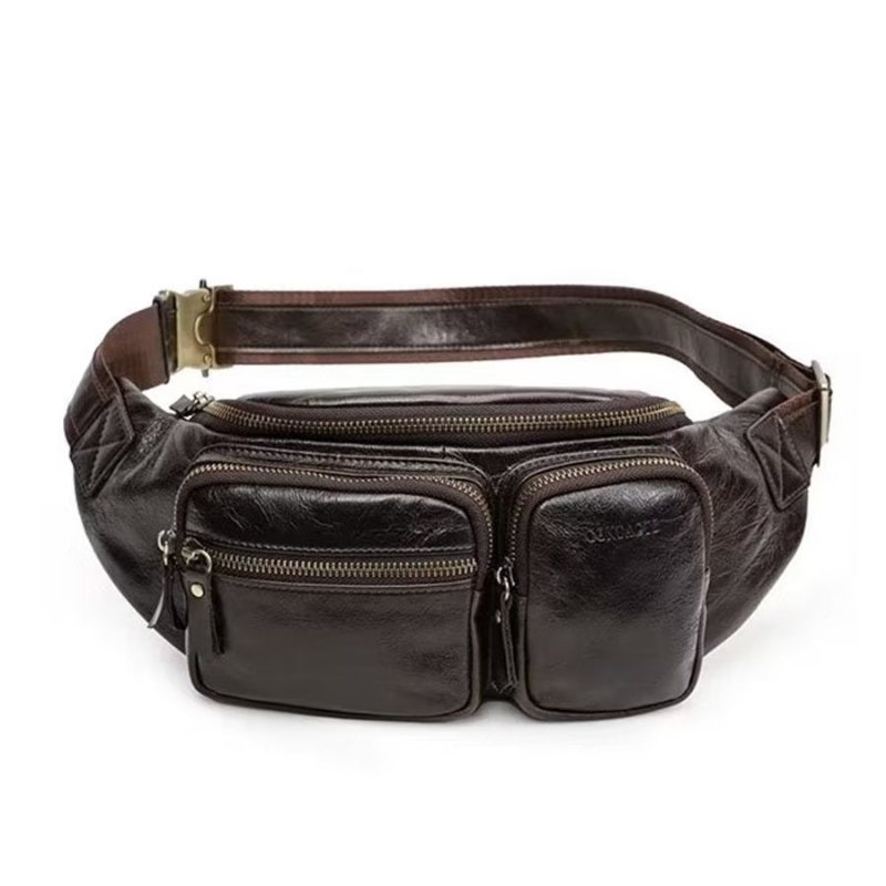 Skuldervesker Herre Crossbody Brystveske I Ekte Skinn