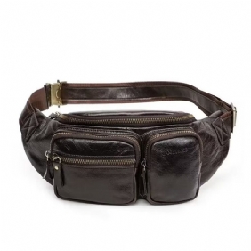 Skuldervesker Herre Crossbody Brystveske I Ekte Skinn