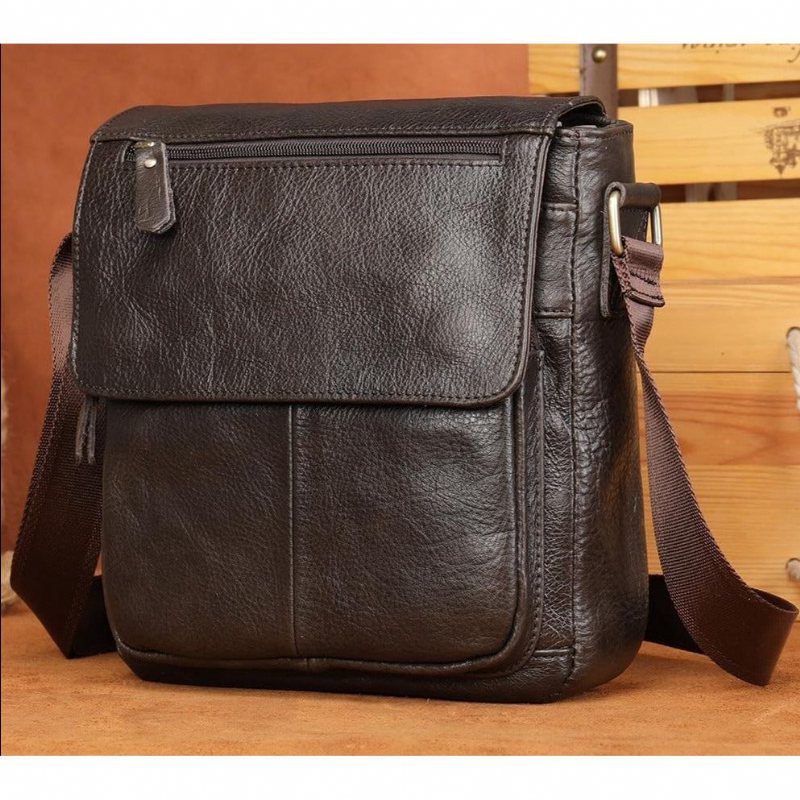 Skuldervesker Herre Crossbody-veske I Skinn - Kaffe