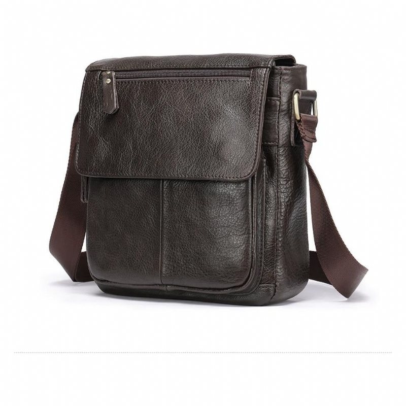 Skuldervesker Herre Crossbody-veske I Skinn - Kaffe