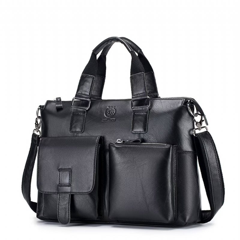 Skuldervesker Herre Distinguished Square Leather Holdall - Svart