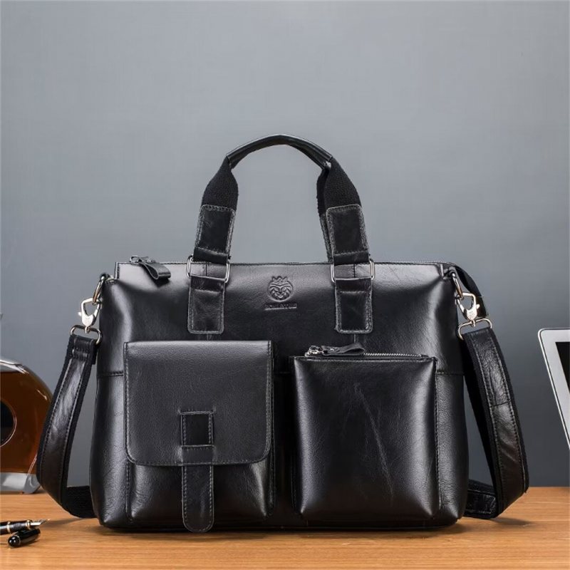 Skuldervesker Herre Distinguished Square Leather Holdall - Svart