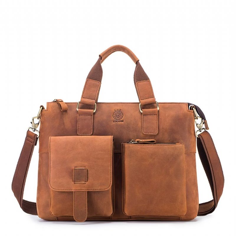 Skuldervesker Herre Distinguished Square Leather Holdall - Svart