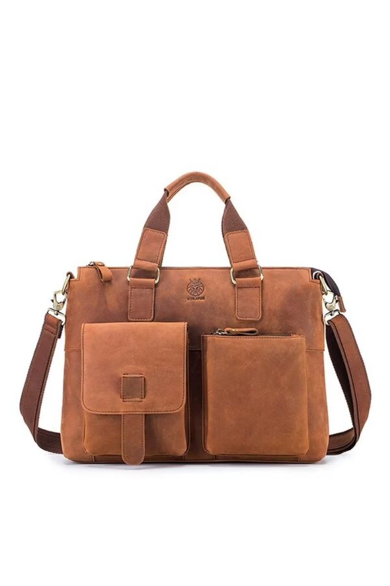 Skuldervesker Herre Distinguished Square Leather Holdall - Svart