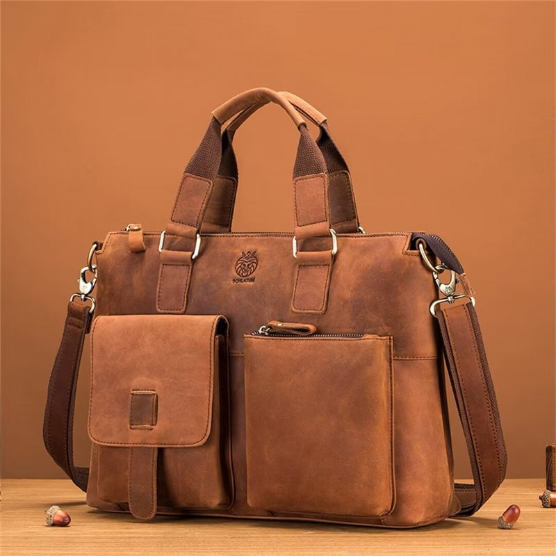 Skuldervesker Herre Distinguished Square Leather Holdall - Svart