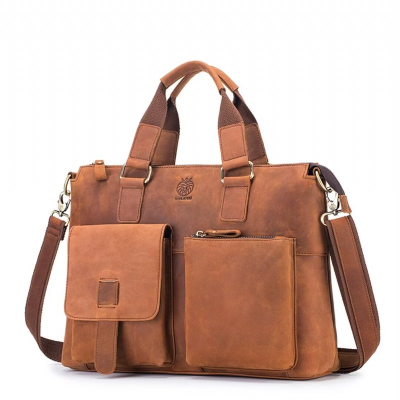 Skuldervesker Herre Distinguished Square Leather Holdall - Svart