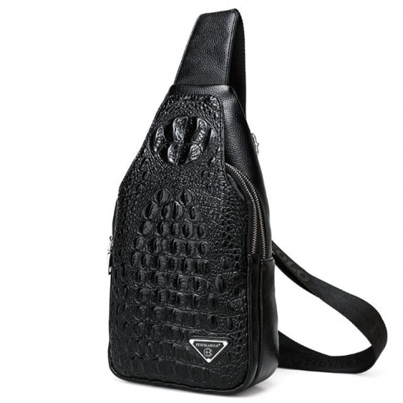 Skuldervesker Herre Eksotisk Croc-print Single Strap Sling Ryggsekk - Svart