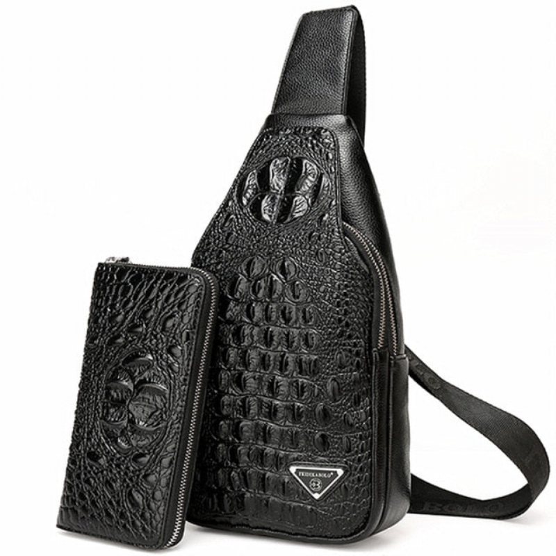 Skuldervesker Herre Eksotisk Croc-print Single Strap Sling Ryggsekk - Svart