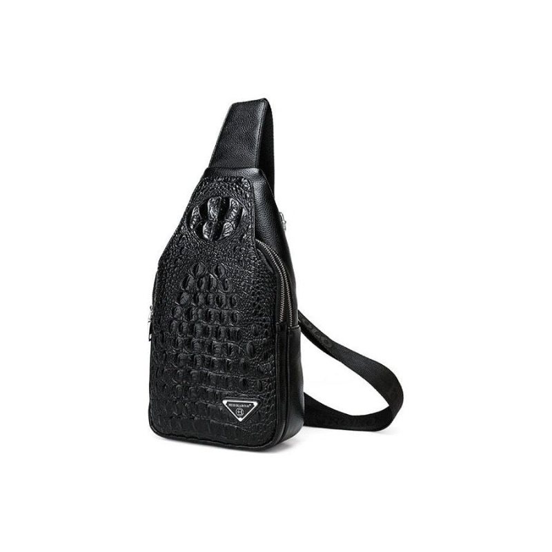 Skuldervesker Herre Eksotisk Croc-print Single Strap Sling Ryggsekk - Svart