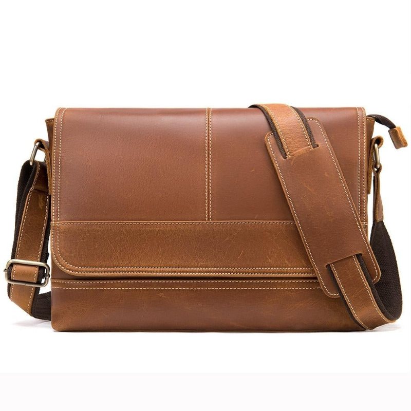 Skuldervesker Herre Elegant Deksellukking Crossbody Messenger-veske - Kaffe