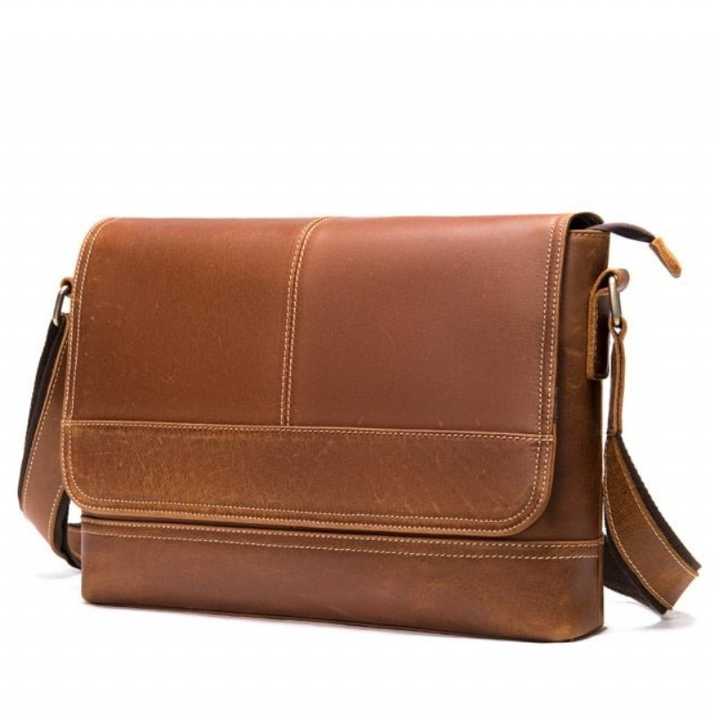 Skuldervesker Herre Elegant Deksellukking Crossbody Messenger-veske - Kaffe