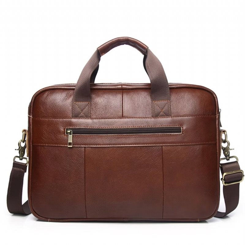 Skuldervesker Herre Executive Square Leather Satchel - Brun