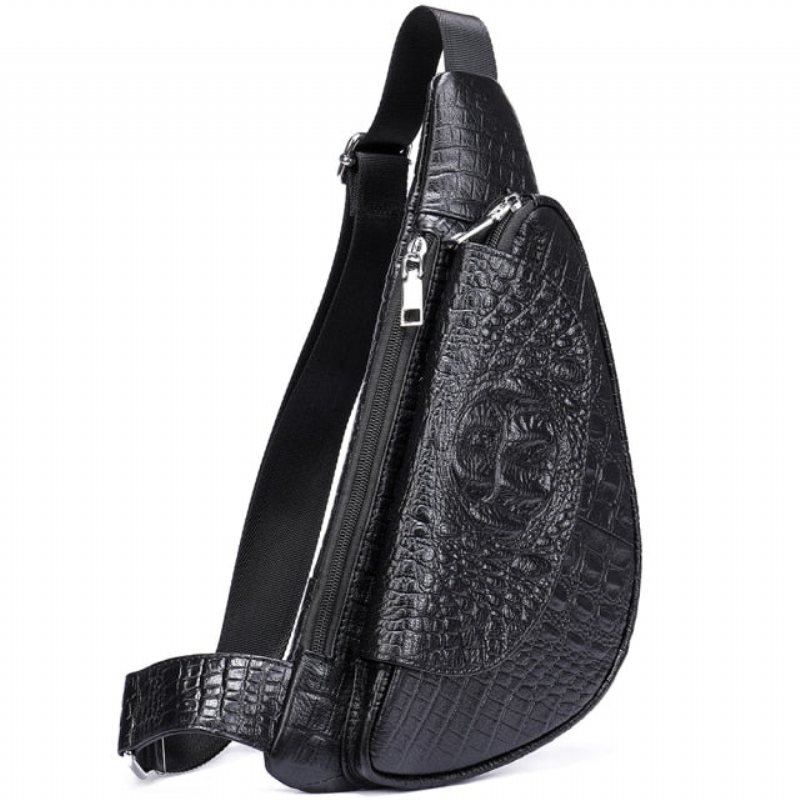 Skuldervesker Herre Exotic Saddle Leather Designer Messenger-veske - Svart