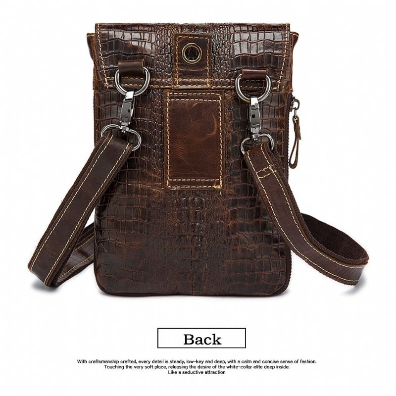 Skuldervesker Herre Leather Box Messenger-veske - Kaffe