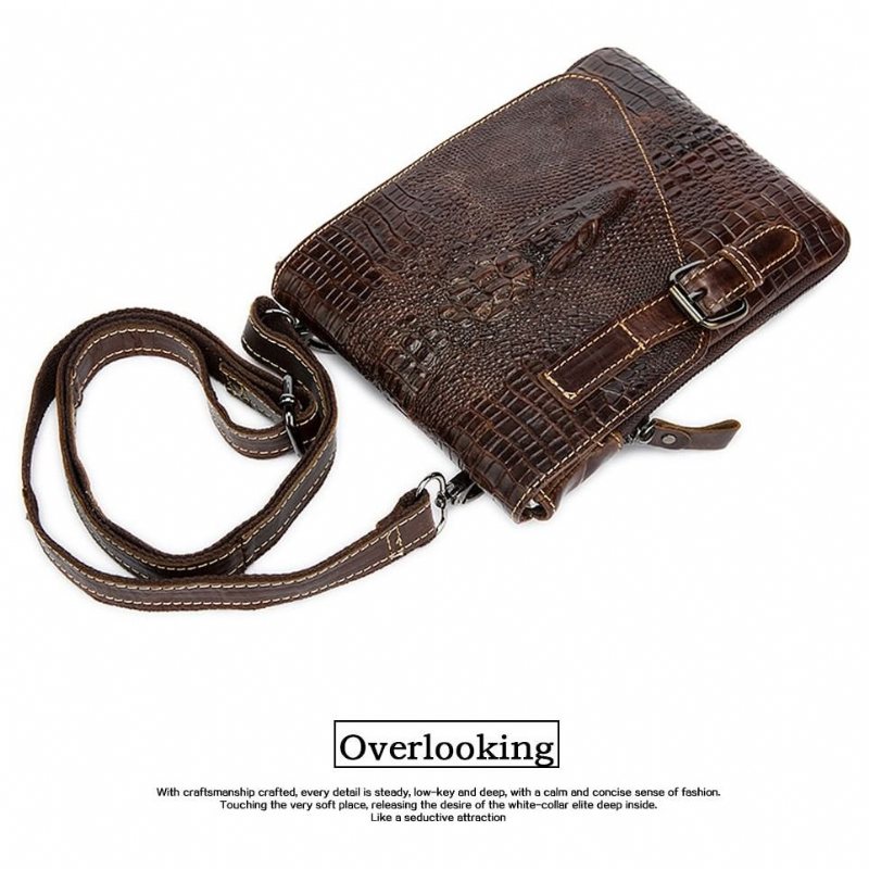 Skuldervesker Herre Leather Box Messenger-veske - Kaffe