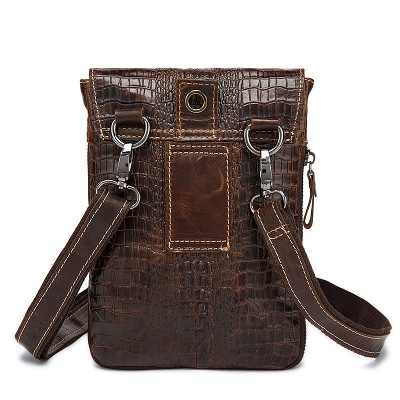 Skuldervesker Herre Leather Box Messenger-veske - Kaffe