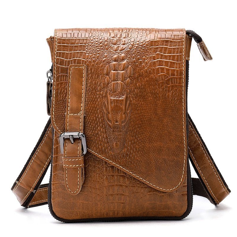 Skuldervesker Herre Leather Box Messenger-veske - Kaffe