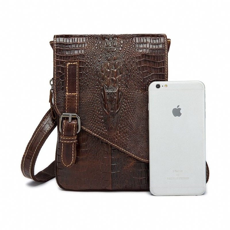 Skuldervesker Herre Leather Box Messenger-veske - Kaffe