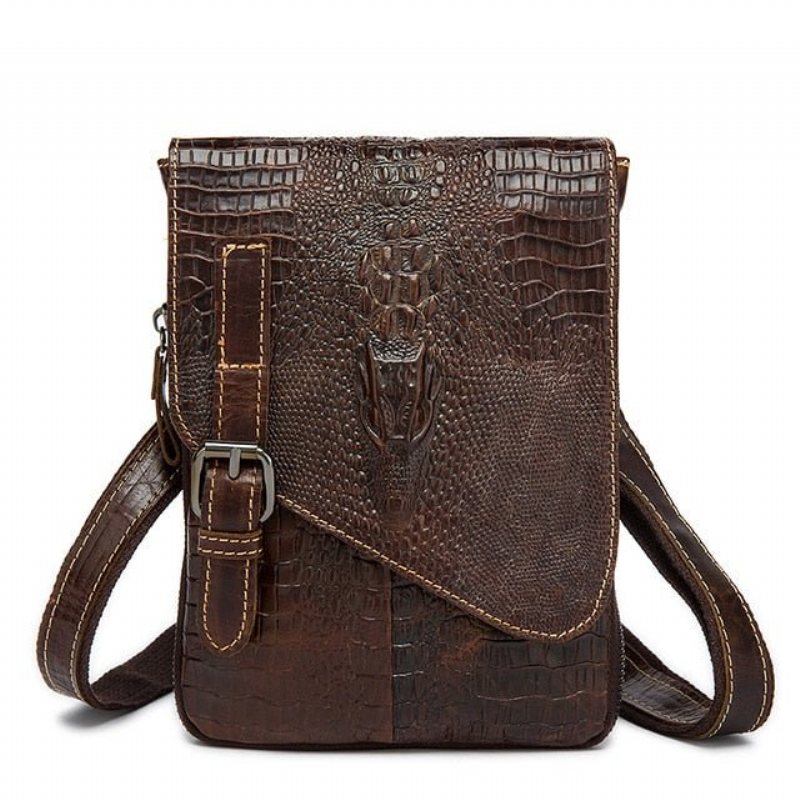 Skuldervesker Herre Leather Box Messenger-veske - Kaffe