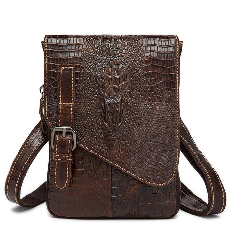 Skuldervesker Herre Leather Box Messenger-veske - Kaffe