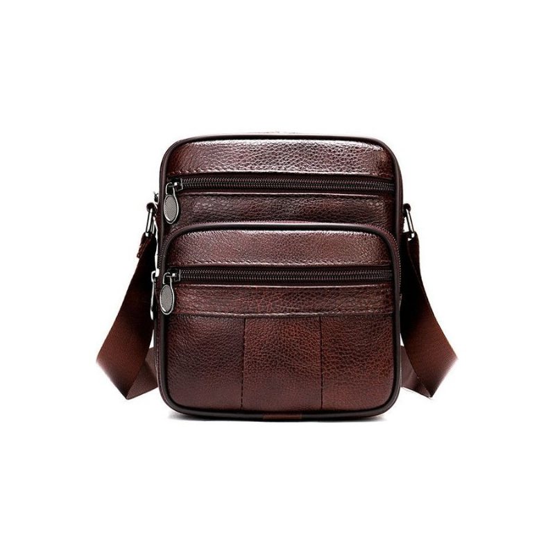 Skuldervesker Herre Luksus Eksotisk Skinn Med Klaff Crossbody Messenger-veske - Kaffe 3