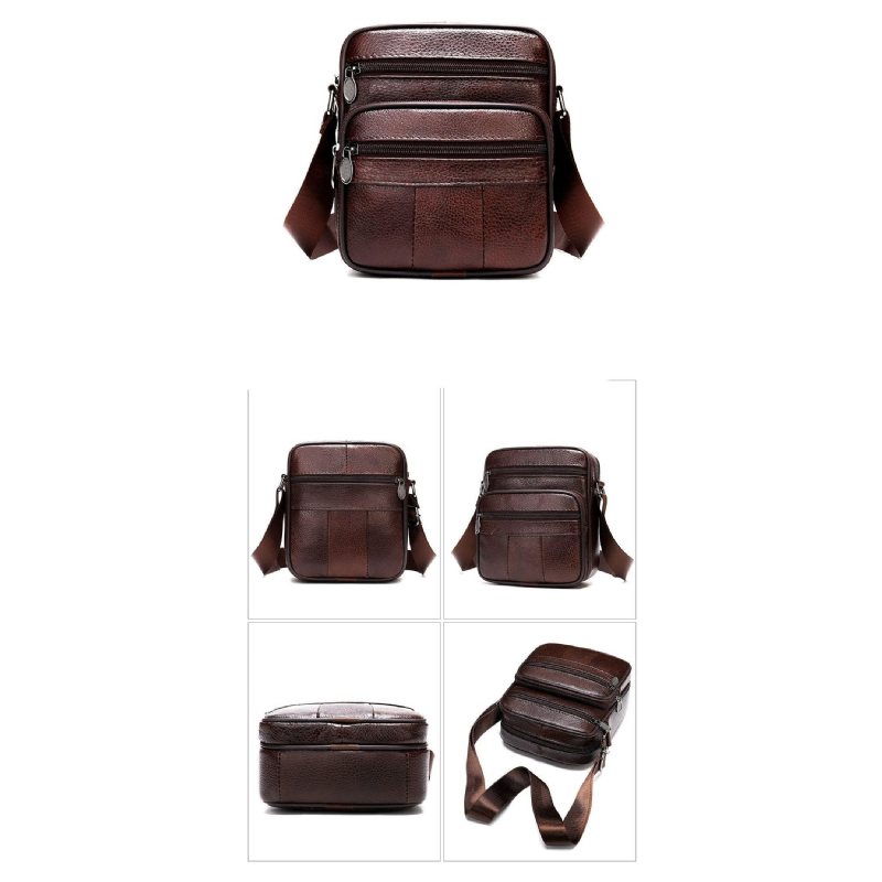 Skuldervesker Herre Luksus Eksotisk Skinn Med Klaff Crossbody Messenger-veske - Kaffe 1