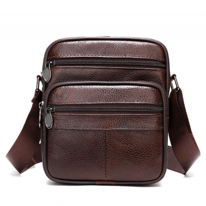 Skuldervesker Herre Luksus Eksotisk Skinn Med Klaff Crossbody Messenger-veske - Kaffe 3