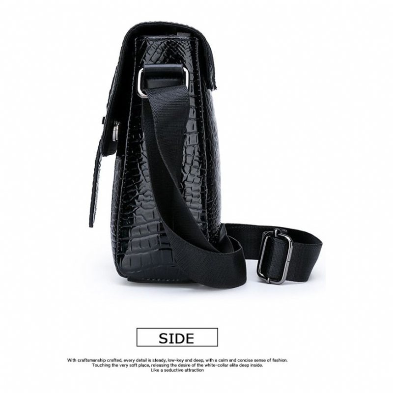 Skuldervesker Herre Luxury Alligator Flap Messenger-veske - Svart