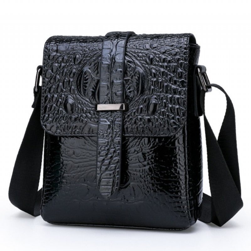 Skuldervesker Herre Luxury Alligator Flap Messenger-veske - Svart