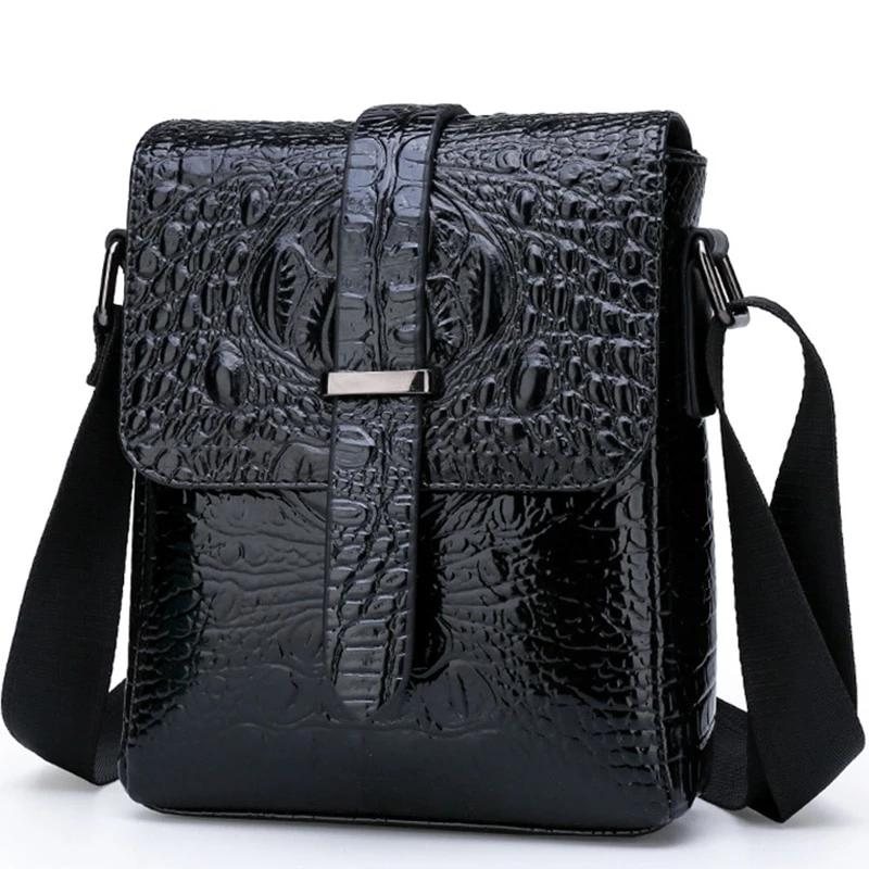 Skuldervesker Herre Luxury Alligator Flap Messenger-veske - Svart