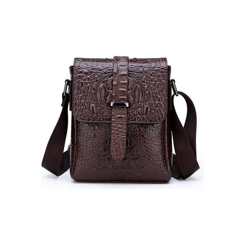 Skuldervesker Herre Luxury Alligator Flap Messenger-veske - Kaffe