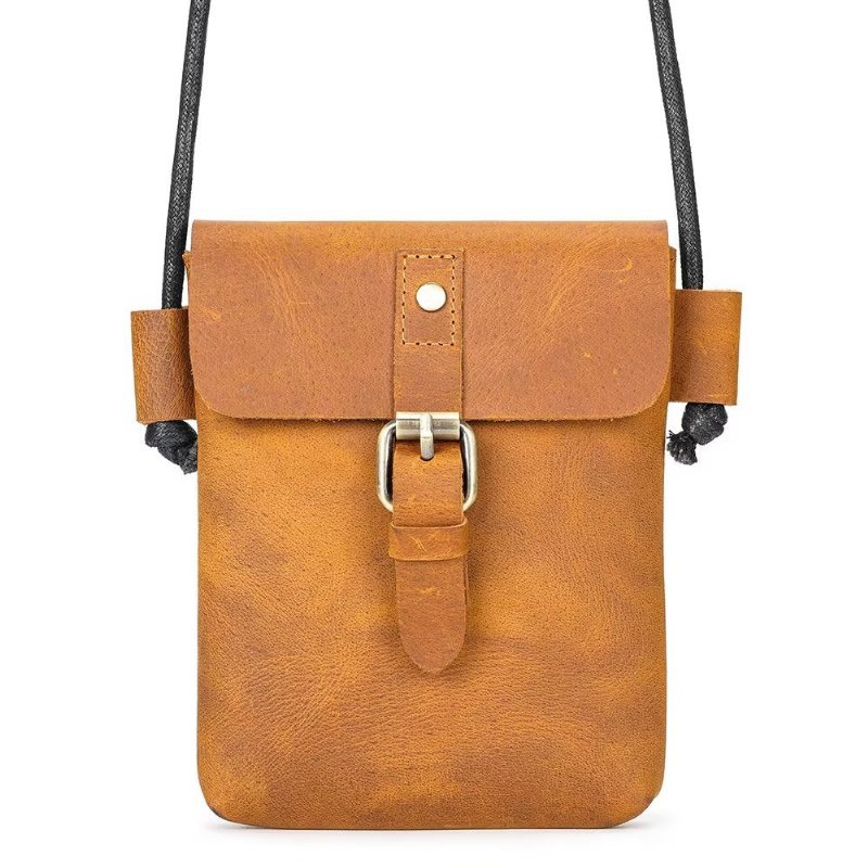 Skuldervesker Herre Luxury Crazy Horse Crossbody-veske I Skinn