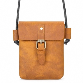 Skuldervesker Herre Luxury Crazy Horse Crossbody-veske I Skinn