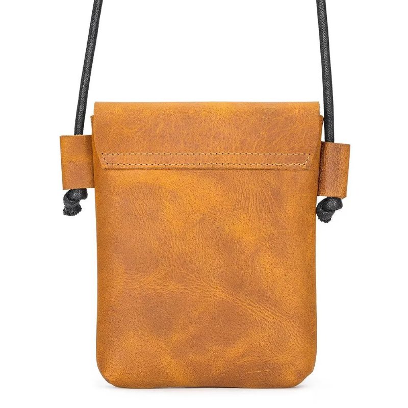 Skuldervesker Herre Luxury Crazy Horse Crossbody-veske I Skinn - Brun