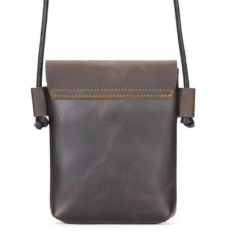 Skuldervesker Herre Luxury Crazy Horse Crossbody-veske I Skinn - Kaffe