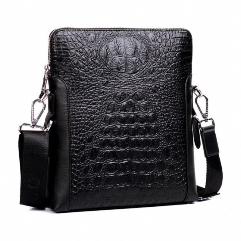 Skuldervesker Herre Luxury Crocstyle Business Skulderveske - Svart