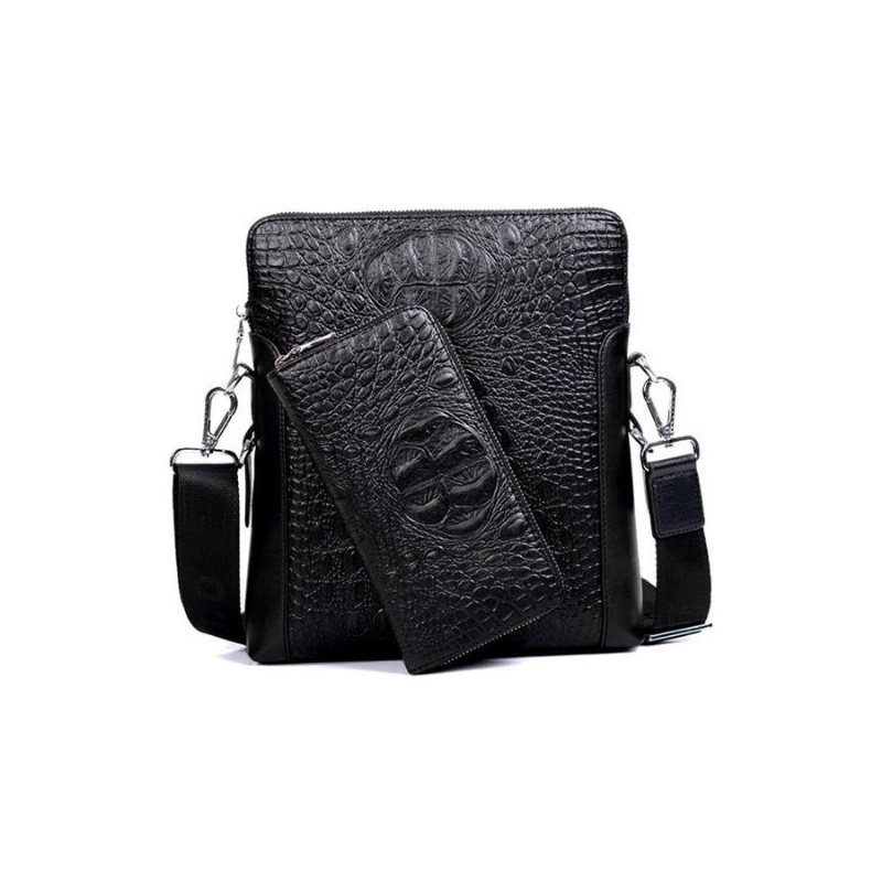 Skuldervesker Herre Luxury Crocstyle Business Skulderveske - Svart