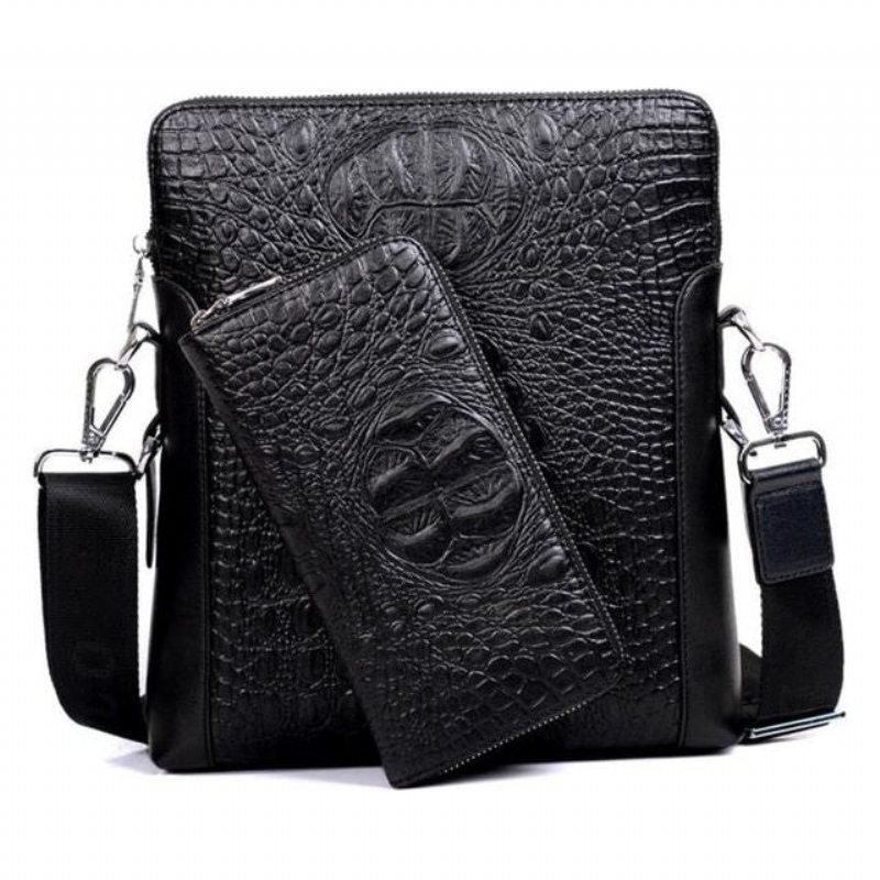 Skuldervesker Herre Luxury Crocstyle Business Skulderveske - Svart