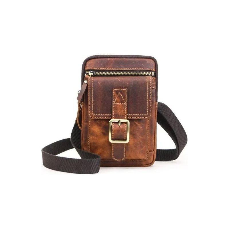 Skuldervesker Herre Luxury Leather Flap Crossbody Bag - Rødbrun