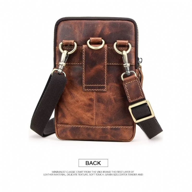 Skuldervesker Herre Luxury Leather Flap Crossbody Bag - Rødbrun