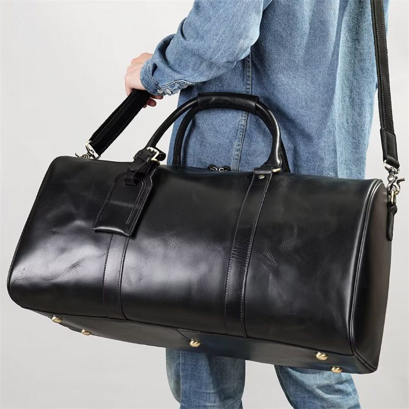 Skuldervesker Herre Luxury Leathercraft Casual Tote - Svart